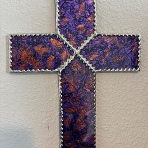 Stained glass cross approx 6 1/4x 9 1/4.