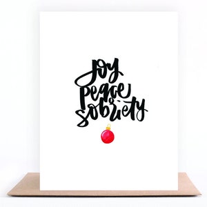 Karta z pozdrowieniami Joy Peace Sobriety, Karta trzeźwości, Prezent trzeźwości dla mężczyzn, Prezent trzeźwości dla kobiet, Prezent trzeźwości, Karta trzeźwości, Trzeźwe święta