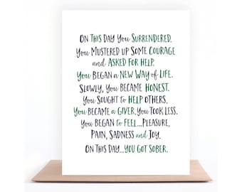 On This Day You Got Sober Card, Sobriety Anniversary, Sober Birthday Gift, Recovery Milestone