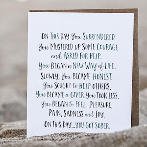 On This Day You Got Sobre Card, Carte Sobriété, Anniversaire sobre, Soberversary, Cadeau sobriété pour homme, Cadeau sobriété pour femme, Sobre, Récupération