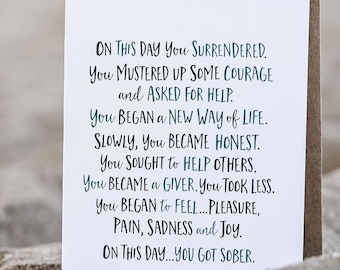 On This Day You Got Sober Card, Sobriety Card, Sober Birthday