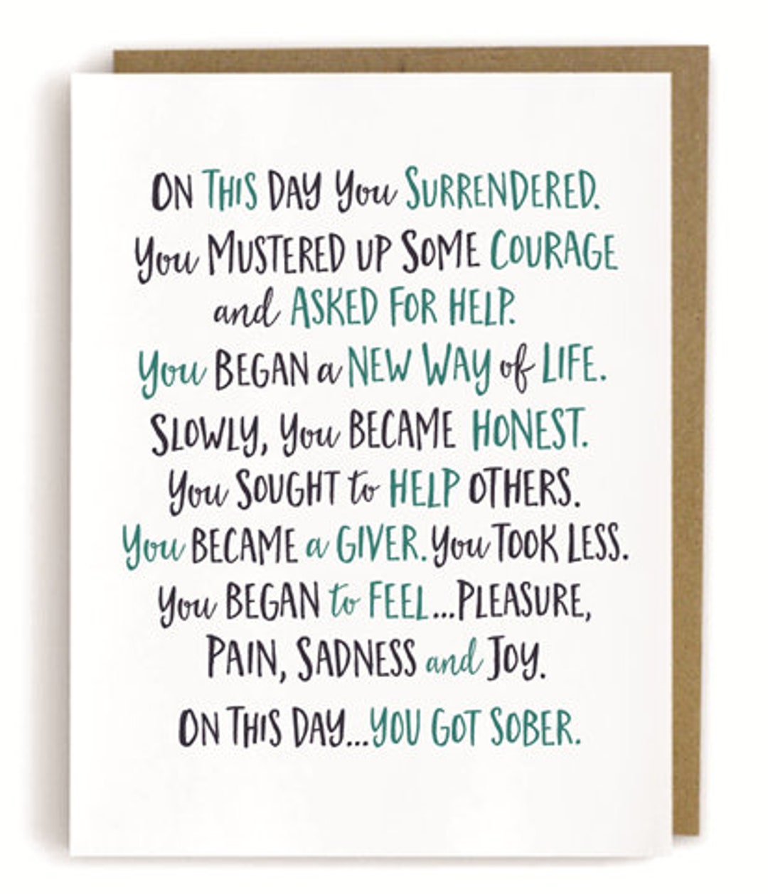 On This Day You Got Sober Card, Sobriety Card, Sober Birthday ...