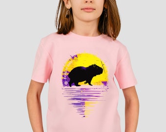 Capybara Girls Tshirt - Cute Animal Kid's Clothing - Children's Graphic Tee - T-shirt for Boys and Girls - Gifts for Daughter Birthday