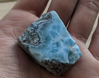 TUMBLED POLISHED Beautiful Rare Larimar Slab, Throat Chakra for Reiki Healing and Collecting, Rich Ocean Patterns - 230
