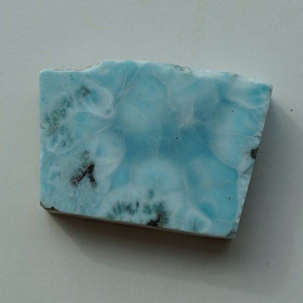 Beautiful Rare Larimar Slab, Precious Pectolite Stone for Polishing, Cabbing, Jewelry Making and Collecting, Rich Ocean Patterns - 48