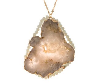 Natural Stone Pendant Mint Necklace