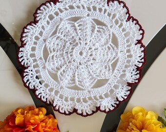 Hand-Knitted Crochet Coasters - Set of 6 White Cotton Doilies