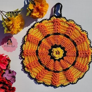 Inspired Round Crochet Pot Holders Set - 3 Beautiful Pieces