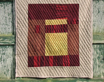 Modern mini-quilt, "RedEggPlant"