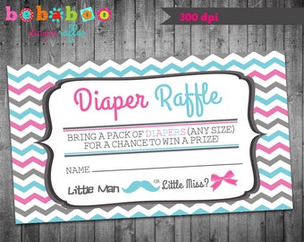 Baby Shower Diaper Raffle Ticket/Diaper Raffle Ticket/Chevron Diaper Raffle Ticket/Gender Reveal Diaper Raffle/Baby Shower Card/Printable