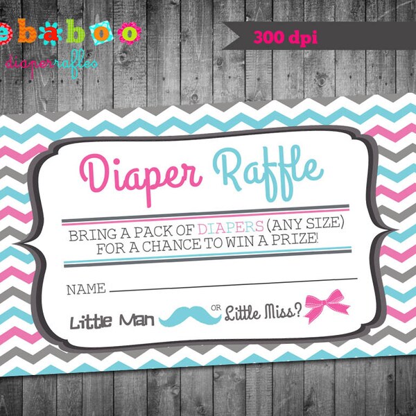 Baby Shower Diaper Raffle Ticket/Diaper Raffle Ticket/Chevron Diaper Raffle Ticket/Gender Reveal Diaper Raffle/Baby Shower Card/Printable