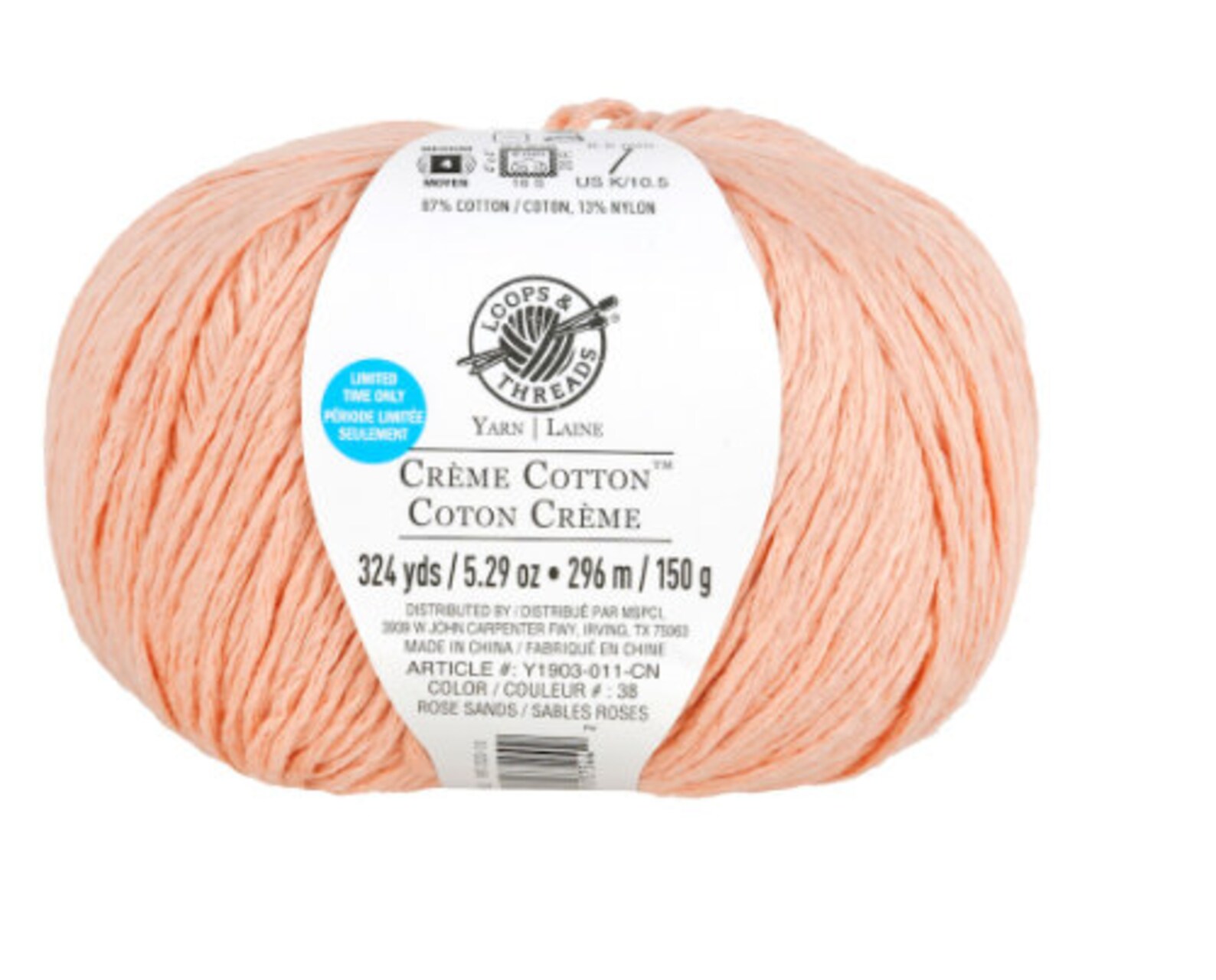 loops & threads creme cotton yarn