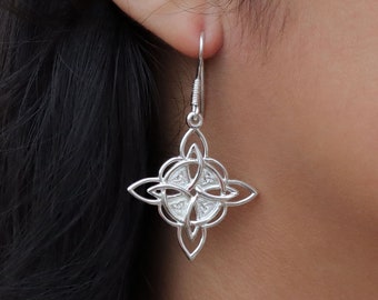 Sterling Silver Witch Knot Earrings: Handmade Amulet Jewelry