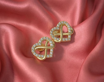 Infinity Heart Dangle Earrings 925 Silver Handmade Gold Plated Gift for Her Peru