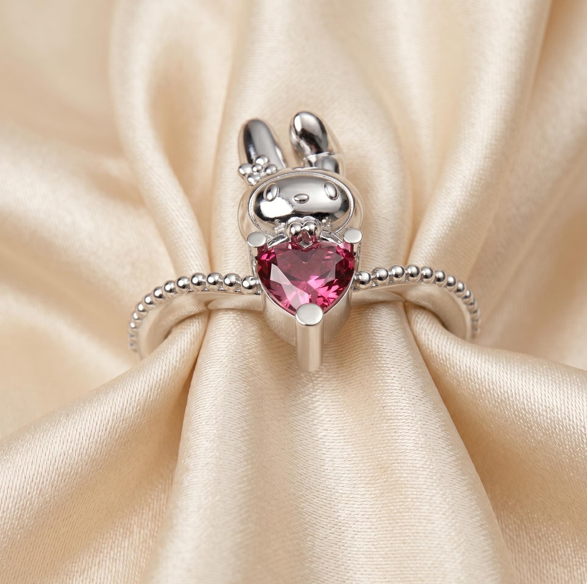 Handmade My Melody Ring, Sanrio Jewelry, 925 Sterling Silver - Etsy