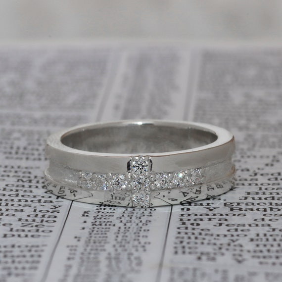 Cross Ring With Circular Cut, Cross Ring With Cubic Zirconia, Ring 