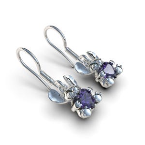 Pendientes Stitch / Plata 925 hechos a mano en Perú / Pendientes Disney / Lindas joyas de dibujos animados / Regalo de Stitch para ella / Joyas de Lilo y Stitch