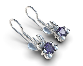 Orecchini Stitch / Argento 925 fatti a mano in Perù / Orecchini a bottone Disney / Gioielli con simpatici cartoni animati / Regalo Stitch per lei / Gioielli Lilo e Stitch