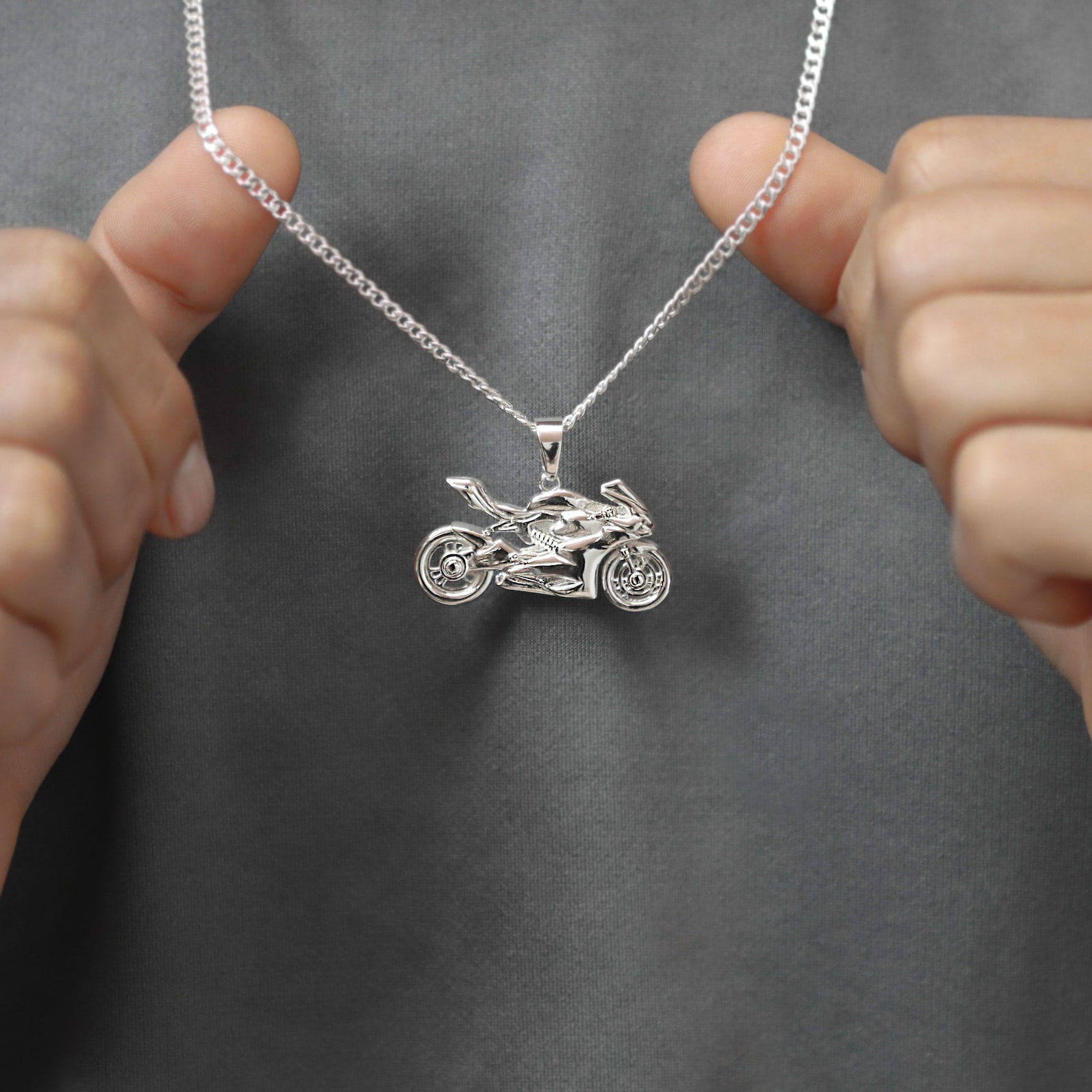 Motorbike Necklace, Motorcycle Pendant, Sport Biker, Biker Jewelry