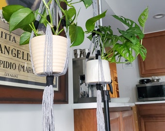 Macrame BOHO plant hanger with tassel, 30 in. More colors available. Recycled cotton, zero waste packaging