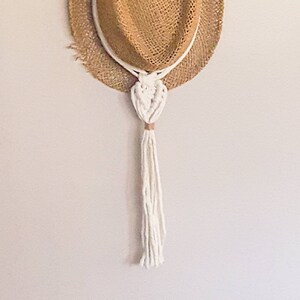 Handmade boho macrame hat hanger hat holder farmhouse hat hanger recycled cotton jute Mother's Day Gift image 8