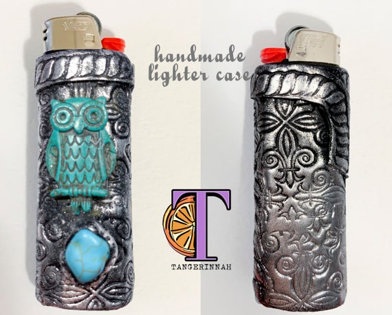butterfly Lighter Case Holder Sleeve Cover handmade lighter cover, polymer  clay lighter sleeve-Metal core