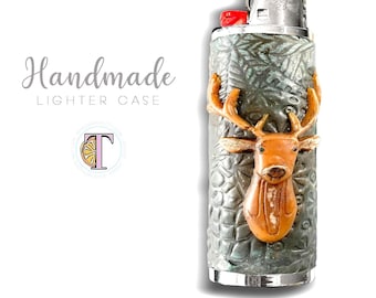 deer Lighter case/ hunting lighter cover/lighter case sleeve/handmade lighter cover with metal core / buck lighter case/hunting gifts