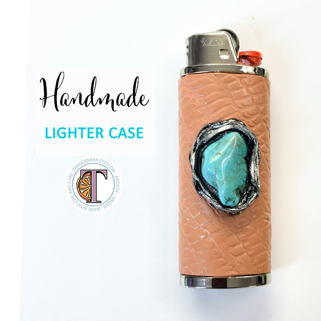 Turquoise Howlite Lighter Case ,gemstone Lighter Sleeve Cover Fits