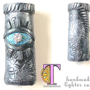 Eye Lighter case/ lighter cover/handmade lighter cover/ crystal lighter case/polymer clay lighter case/evil eye/lighter sleeve