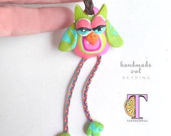 unique owl keyring /owl gifts/owl zipper pull/cute animals/forest animals keyring/hippie owl/owl ornament