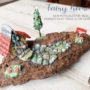 miniature fairy house Christmas decor/fairy garden figurine/miniature house/unique fairy house/ miniature house ornament/ one of a kind