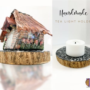 Christmas tea light holder/ Christmas house ornament /tea light holder /handmade fairy house tea light holder