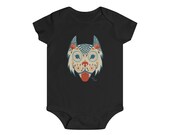 Sugar Skull Dog Baby Bodysuit Great For Hallloween And Dia De Los Muertos