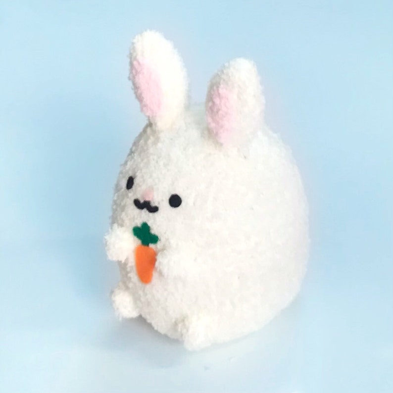 Adopt A Plushy Cute Handmade Bunny Soft Stuffed Rabbit Holding Carrot image 3