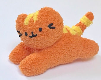 Handmade Plush Orange Kitten – Adoptable Stuffed Cat with Certificate