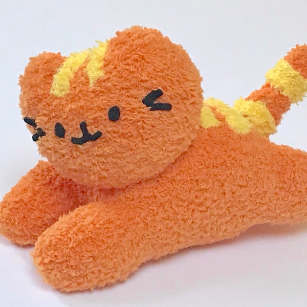 Adopt a Plushie - Plush Orange Kitten - Soft Handmade Stuffed Cat - Cute Stuffed Pet