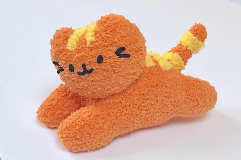 Adopt a Plushie Plush Orange Kitten Soft Handmade Stuffed Cat Cute Stuffed Pet image 1