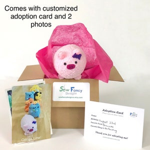 Plush Adoption Soft Plush Handmade Pig Stuffed Farm Animal Cute Plush Pig with Bow image 6