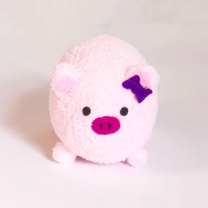 Plush Adoption Soft Plush Handmade Pig Stuffed Farm Animal Cute Plush Pig with Bow image 2