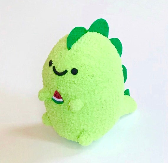 Adopt A Plushie Cute Plush Handmade Dinosaur Soft Dinosaur Toy Holding  Watermelon 