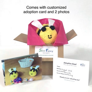 Plushie Adoption Plush Bumblebee Cute Handcrafted Stuffed Animal Soft Plushy Toy image 6