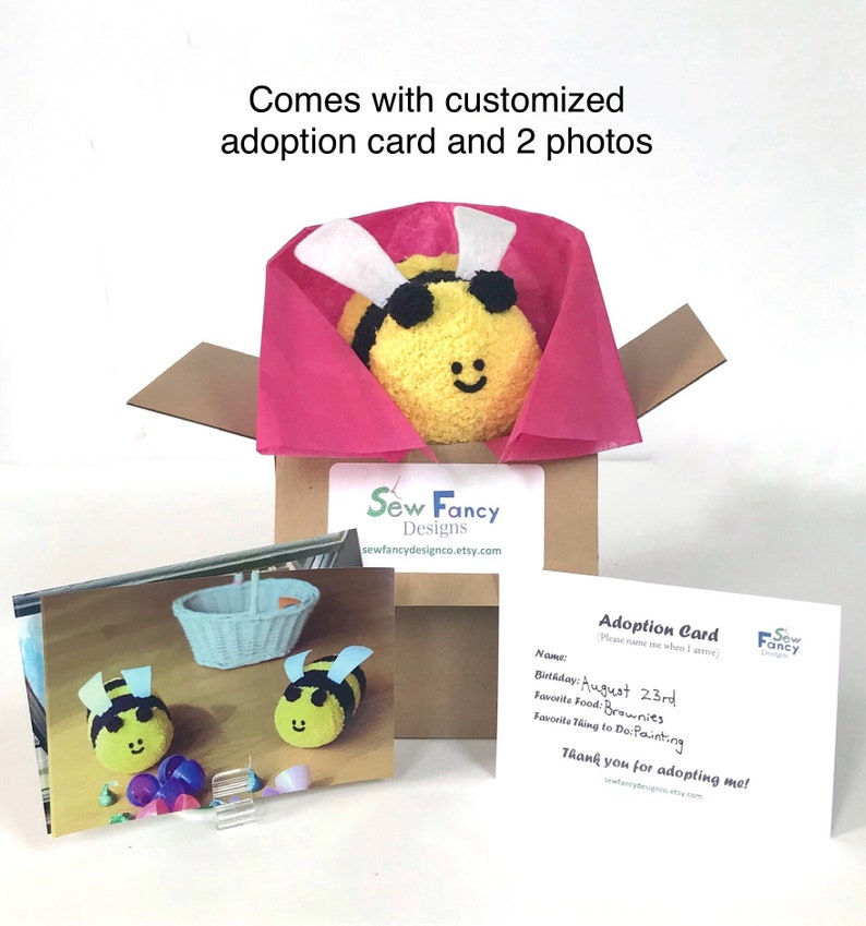 Plushie Adoption Plush Bumblebee Cute Handcrafted Stuffed Animal Soft Plushy Toy image 6