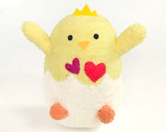 Adopt A Pet - Cute Plush Hatching Chick - Baby Farm Animal - Soft Bird Stuffed Animal with Hearts