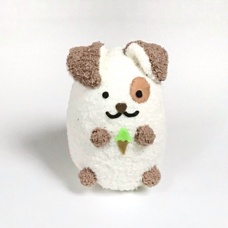 Adopt A Pet - Soft Plush Puppy Dog - Cute Stuffed Dog Holding Ice Cream Cone 