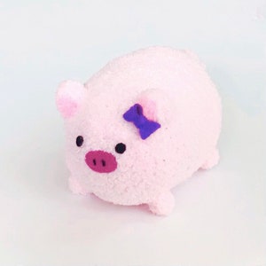 Plush Adoption - Soft Plush Handmade Pig - Stuffed Farm Animal - Cute Plush Pig with Bow