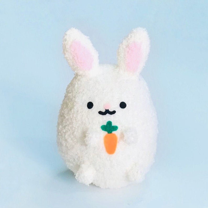 Adopt A Plushy Cute Handmade Bunny Soft Stuffed Rabbit Holding Carrot image 1