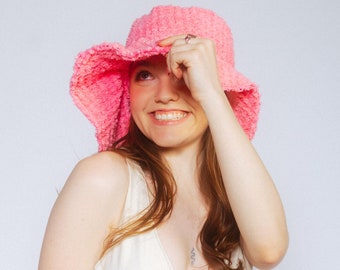 Pink Terry Cloth Beach Bucket Hat