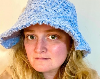 Blue Terry Cloth Bucket Hat: Soft Quick-Dry Beach Hat