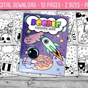 NATYCHMIASTOWE POBIERANIE - Słodkie kolorowanki Doodles, kolorowanka Doodle do druku w formacie PDF