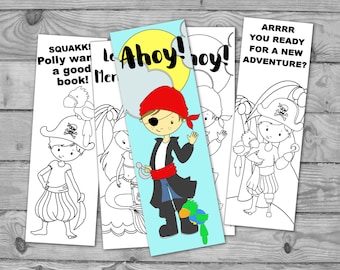 Printable Pirate Bookmarks, Coloring, Student Gifts, Printable Favors, Bookmarks for Kids